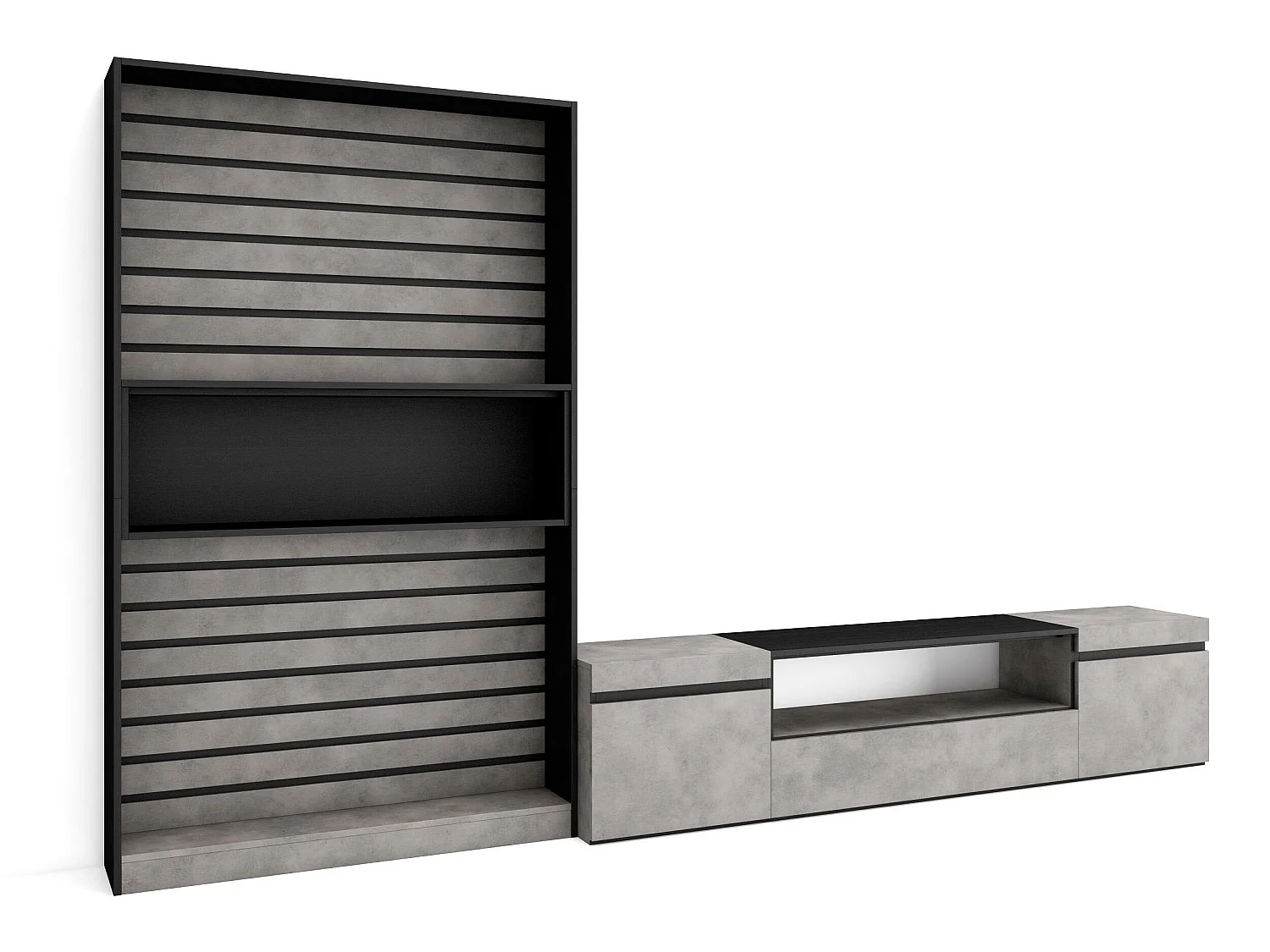 Ensemble Meuble TV, 310x186x35cm, Pour les TV jusqu'à 80", Salon Complet, Ciment