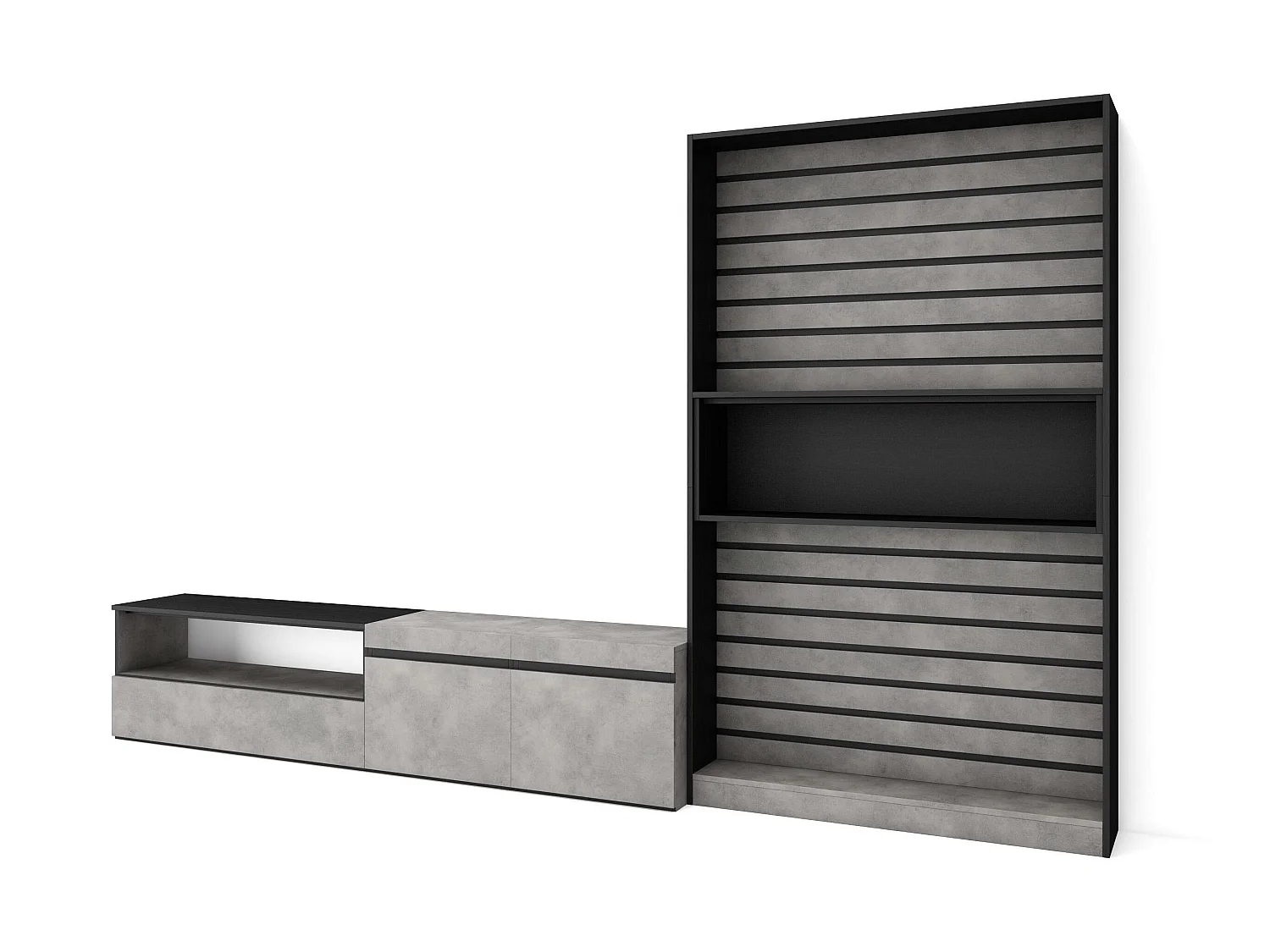 Ensemble Meuble TV, 310x186x35cm, Pour les TV jusqu'à 80", Salon Complet, Ciment