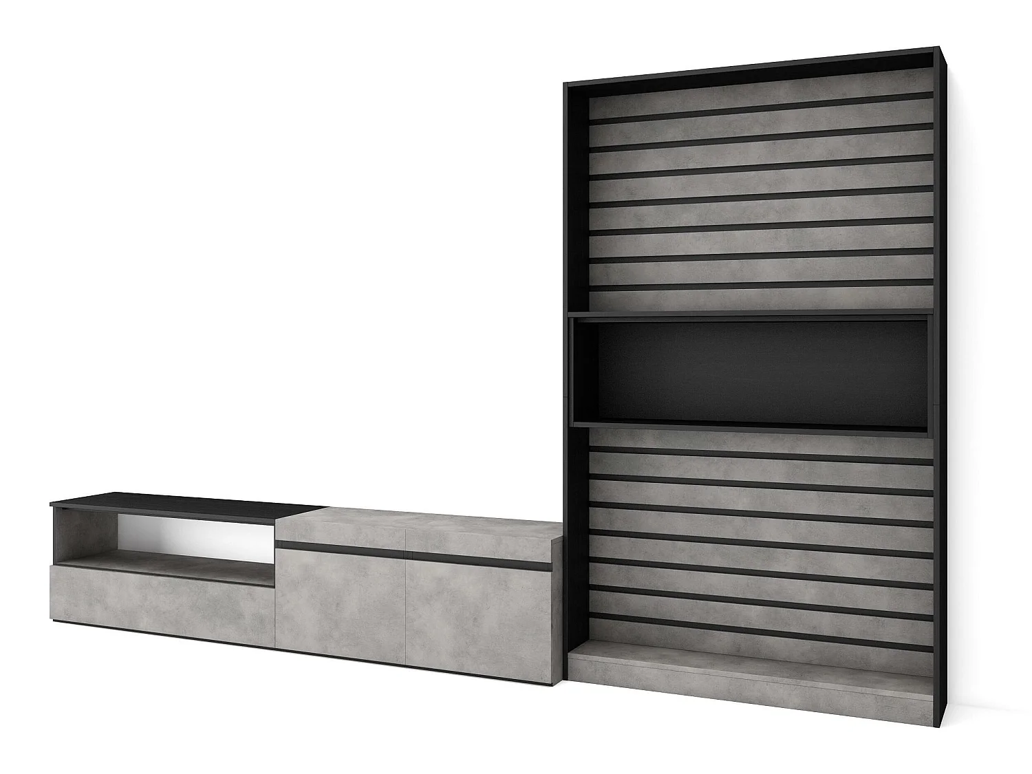 Ensemble Meuble TV, 310x186x35cm, Pour les TV jusqu'à 80", Salon Complet, Ciment