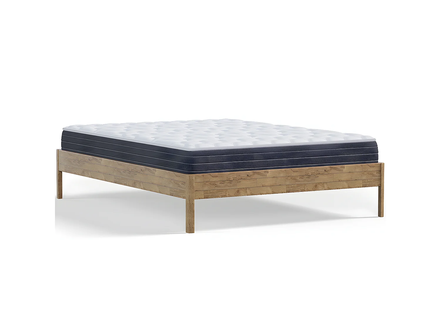 Ensemble lit adulte 180x200 cm en bois massif Aina + Matelas mémoire de forme Memo HR