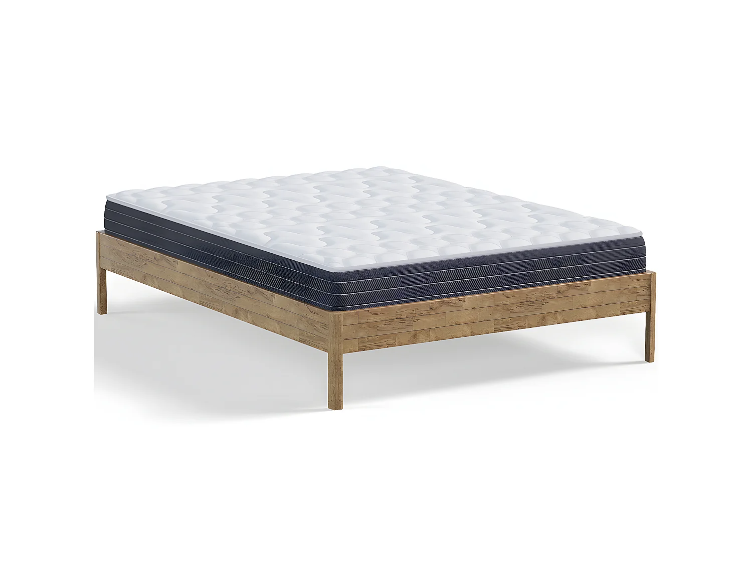 Ensemble lit adulte 180x200 cm en bois massif Aina + Matelas mémoire de forme Memo HR