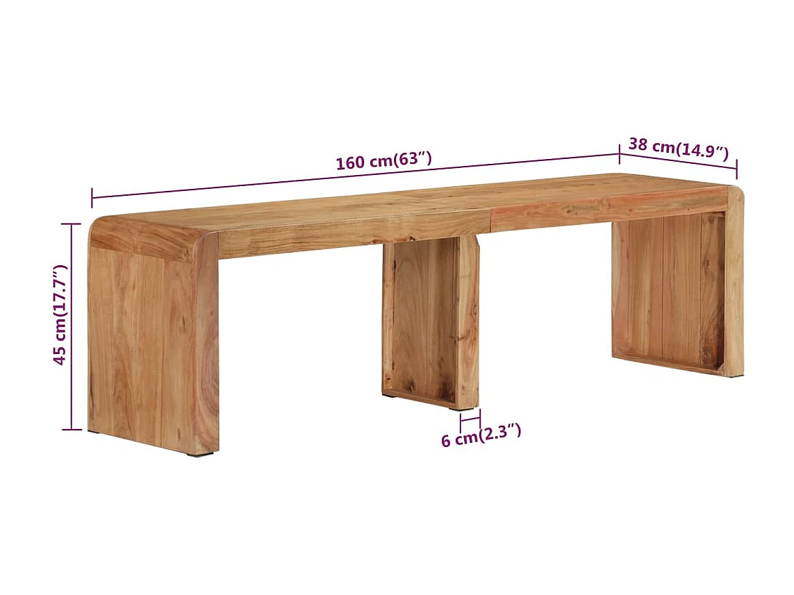 Banc 160x38x45 cm bois massif d'acacia