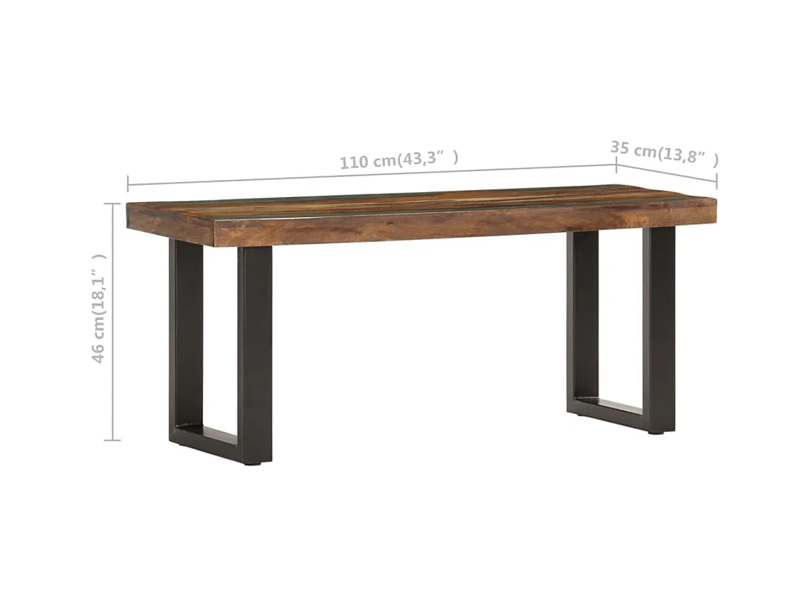 Bankje 110 cm massief gerecycled hout en staal