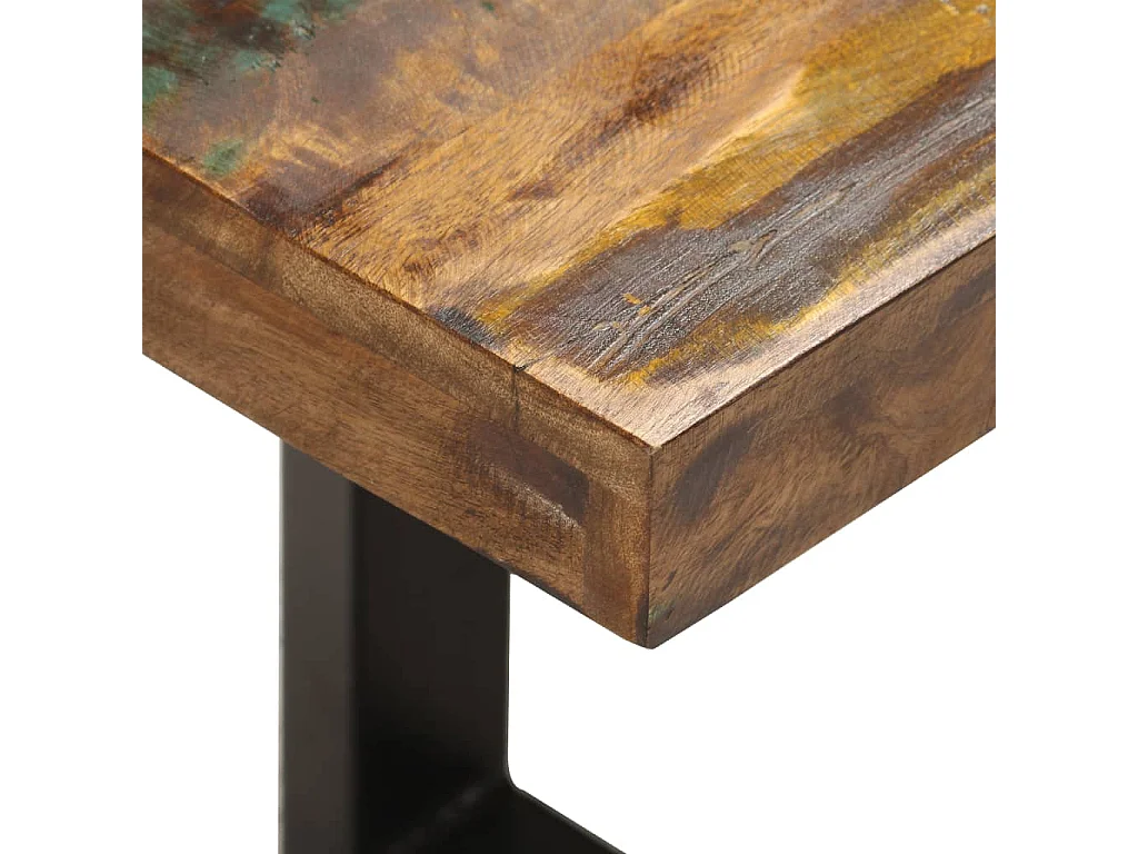 Banc 110 cm Bois de récupération solide et acier