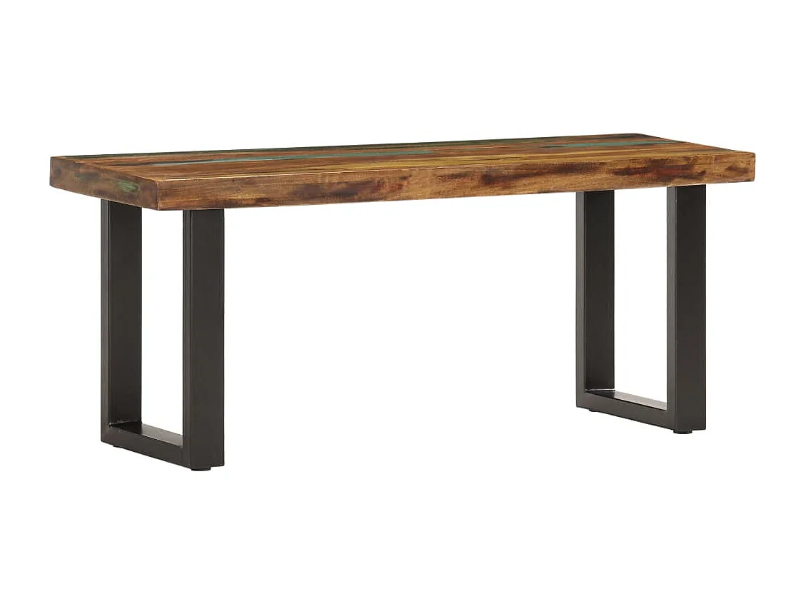 Banc 110 cm Bois de récupération solide et acier