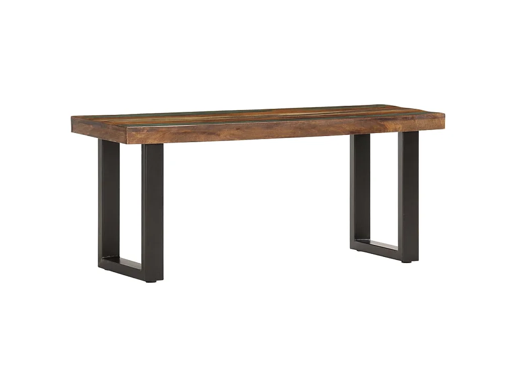 Banc 110 cm Bois de récupération solide et acier
