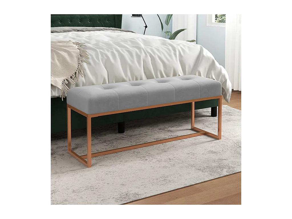 Banc Gris 110x36x45 cm Velours
