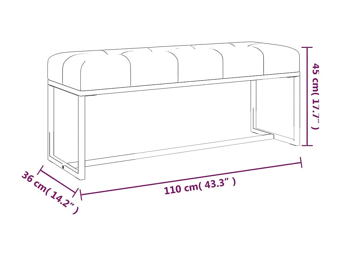 Sitzbank Grau 110x36x45 cm Samt