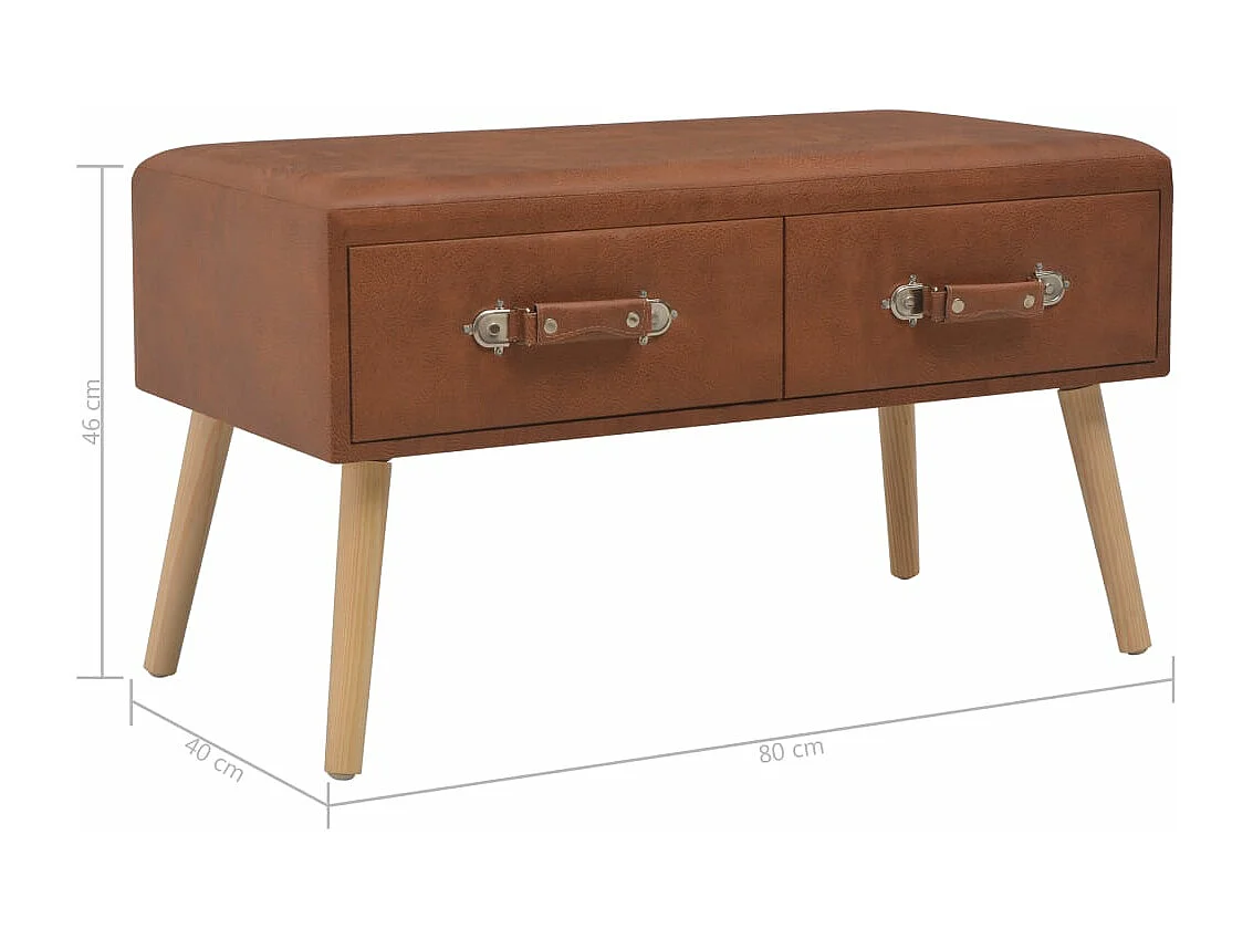 Banc avec tiroirs 80 cm Marron Similicuir