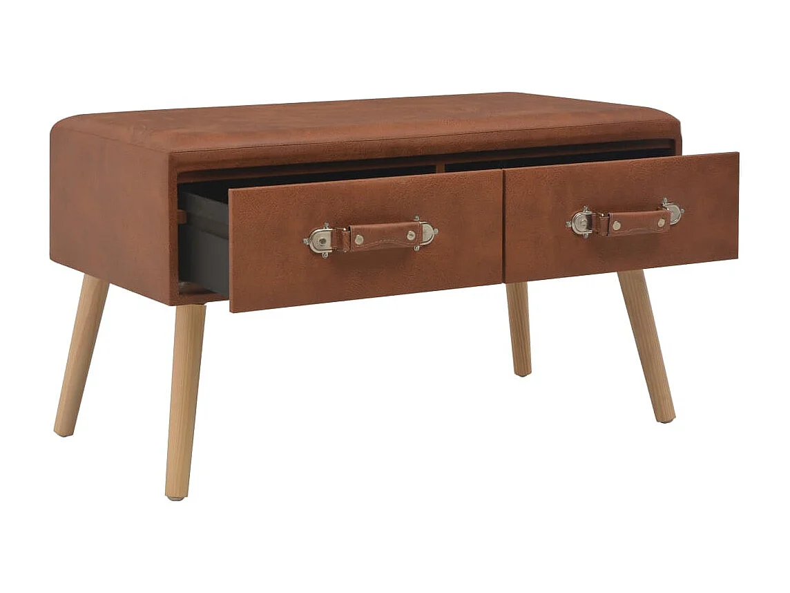 Bank met lades 80 cm kunstleer bruin