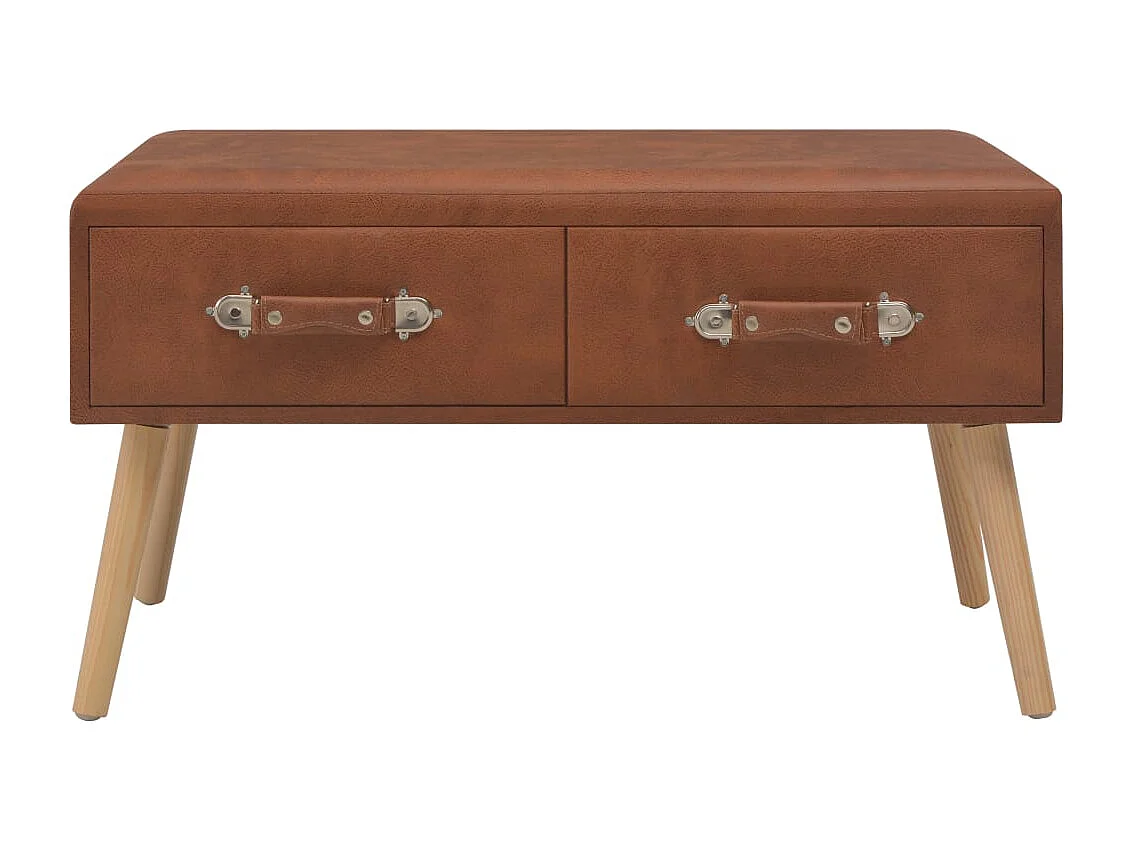 Bank met lades 80 cm kunstleer bruin