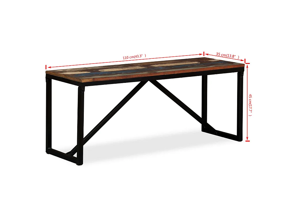 Banc 110 x 35 x 45 cm Bois de récupération massif