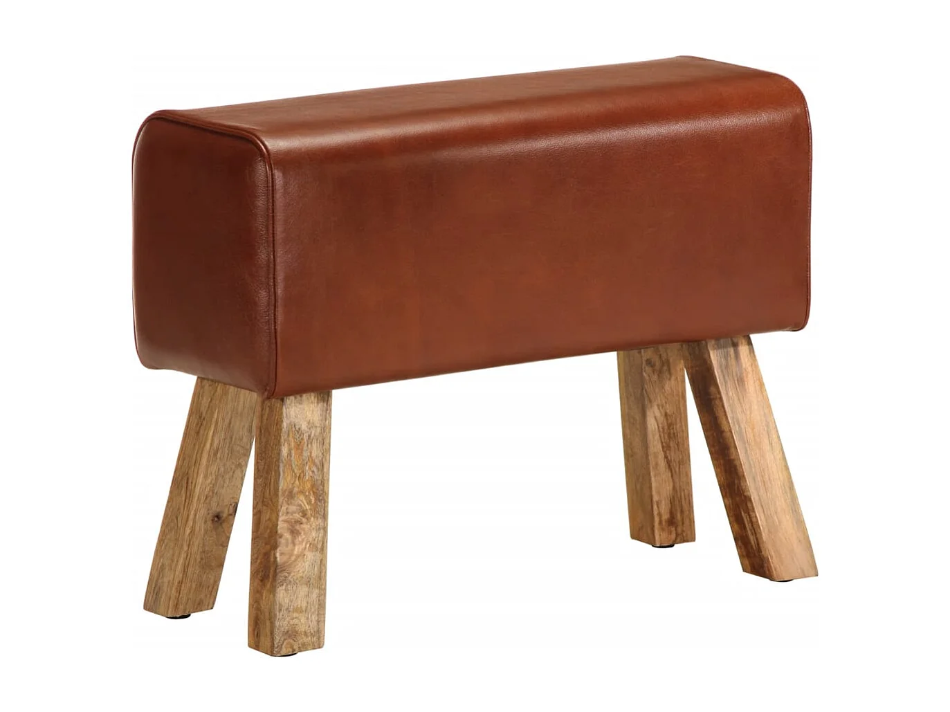 Banc saut de cheval 58 cm marron cuir véritable et manguier