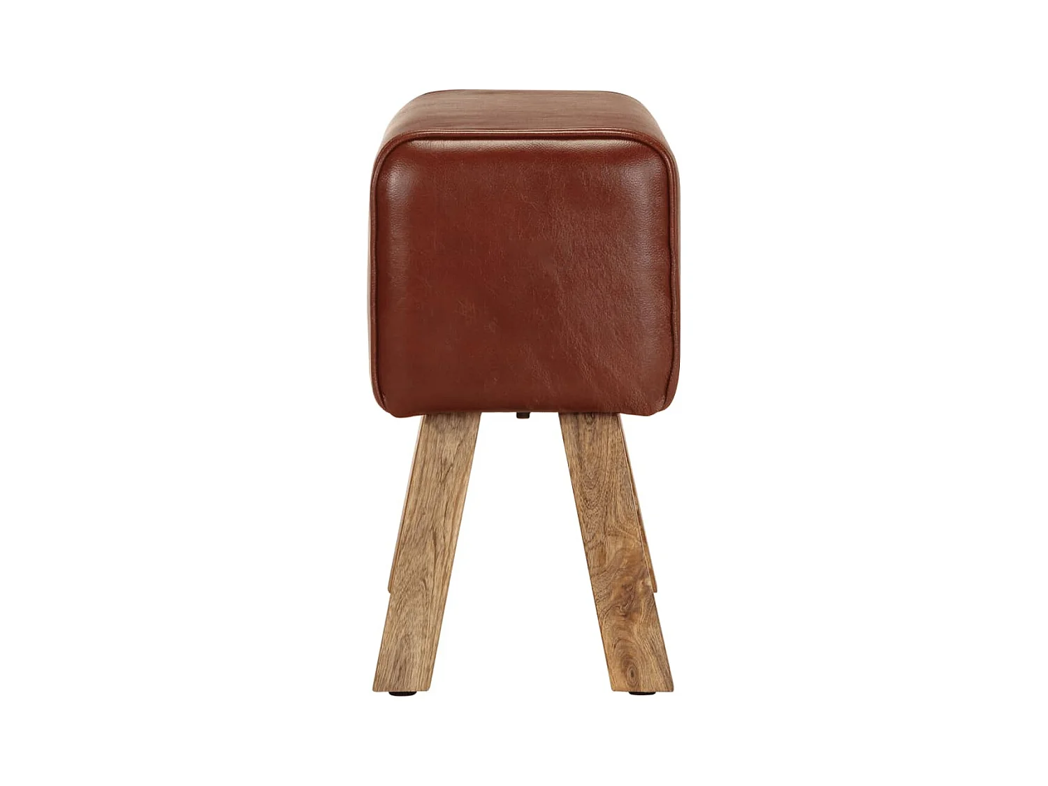 Banc saut de cheval 58 cm marron cuir véritable et manguier