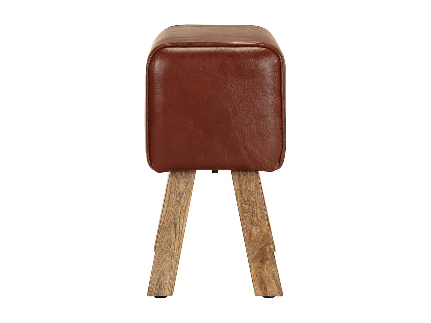 Sitzbank Turnbock-Design 58cm Braun Echtleder Mango Massivholz