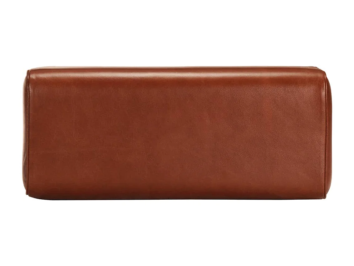 Sitzbank Turnbock-Design 58cm Braun Echtleder Mango Massivholz