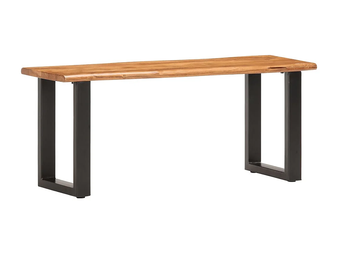 Banco con borde irregular madera maciza de acacia y acero 110cm