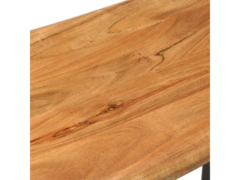 Banco con borde irregular madera maciza de acacia y acero 110cm