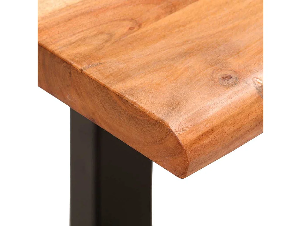 Banc au bord naturel du bois 110 cm Bois d'acacia solide acier