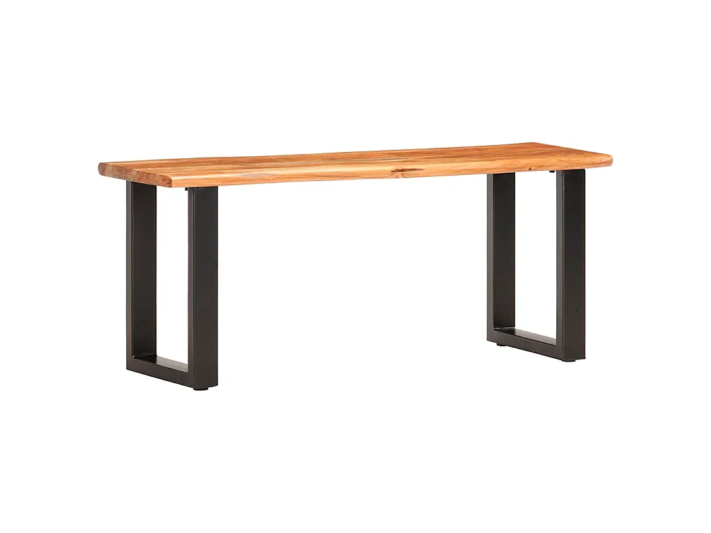 Banc au bord naturel du bois 110 cm Bois d'acacia solide acier