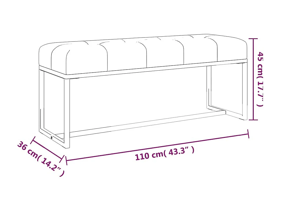 Banc Vert foncé 110x36x45 cm Velours