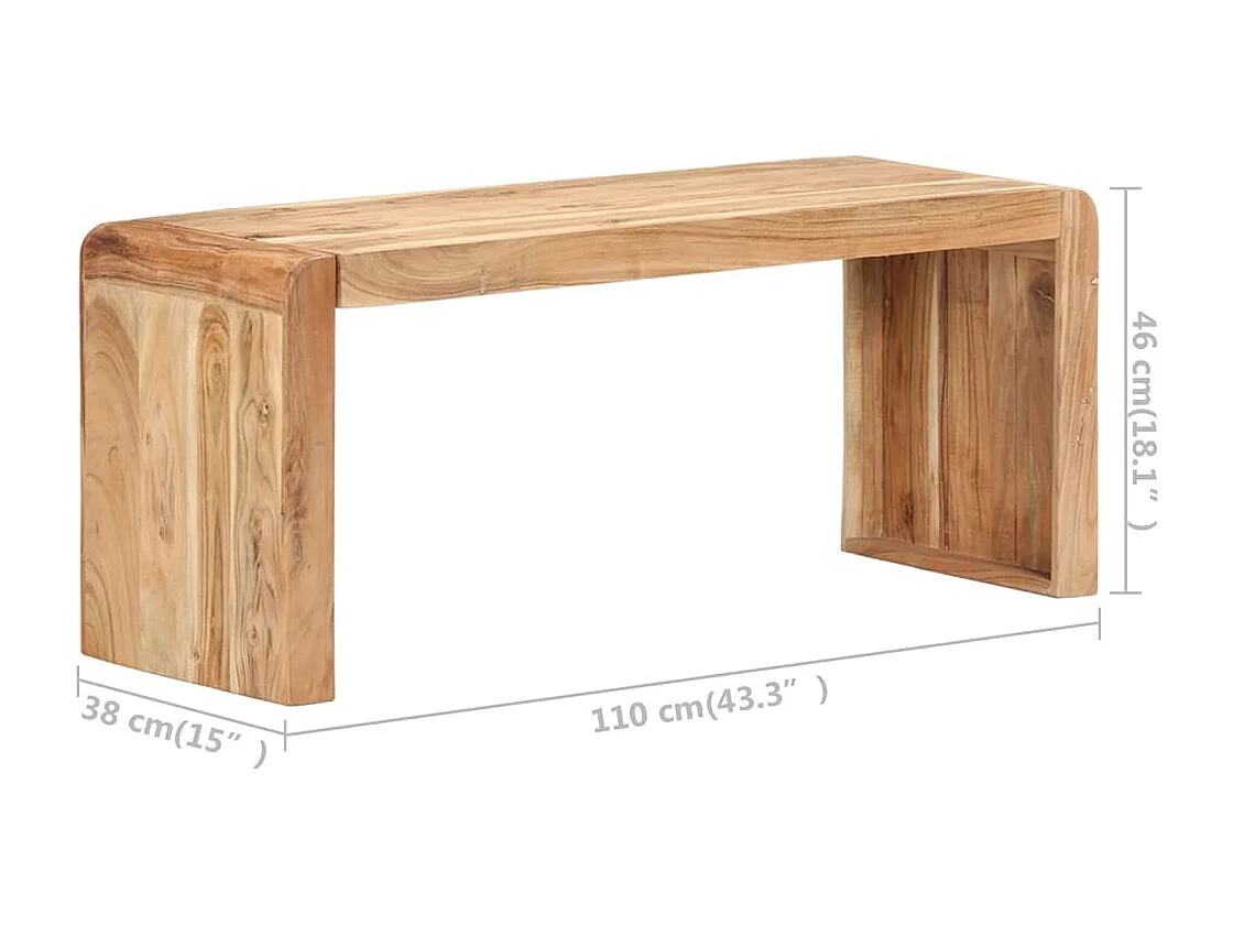 Banco de madera de acacia maciza 110x38x46 cm