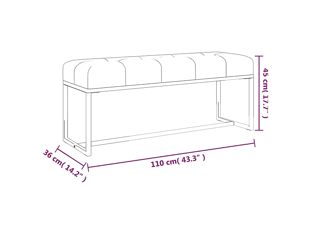 Bankje 110x36x45 cm fluweel beige