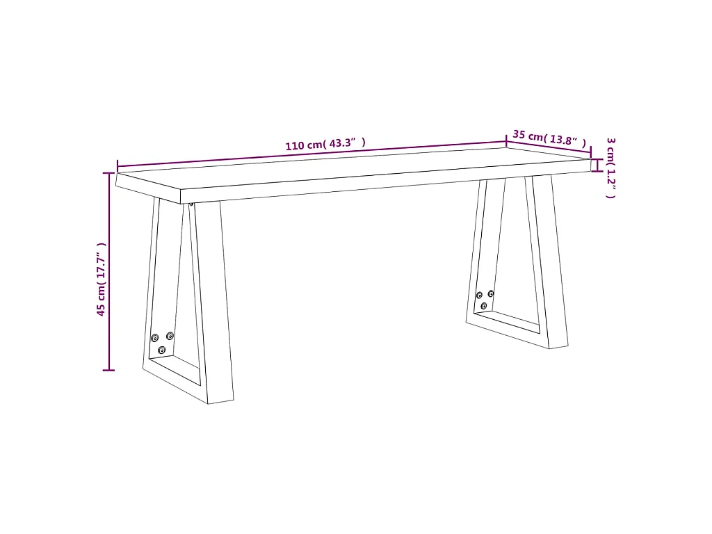 Banc avec bord vivant 110 cm bois d'acacia massif