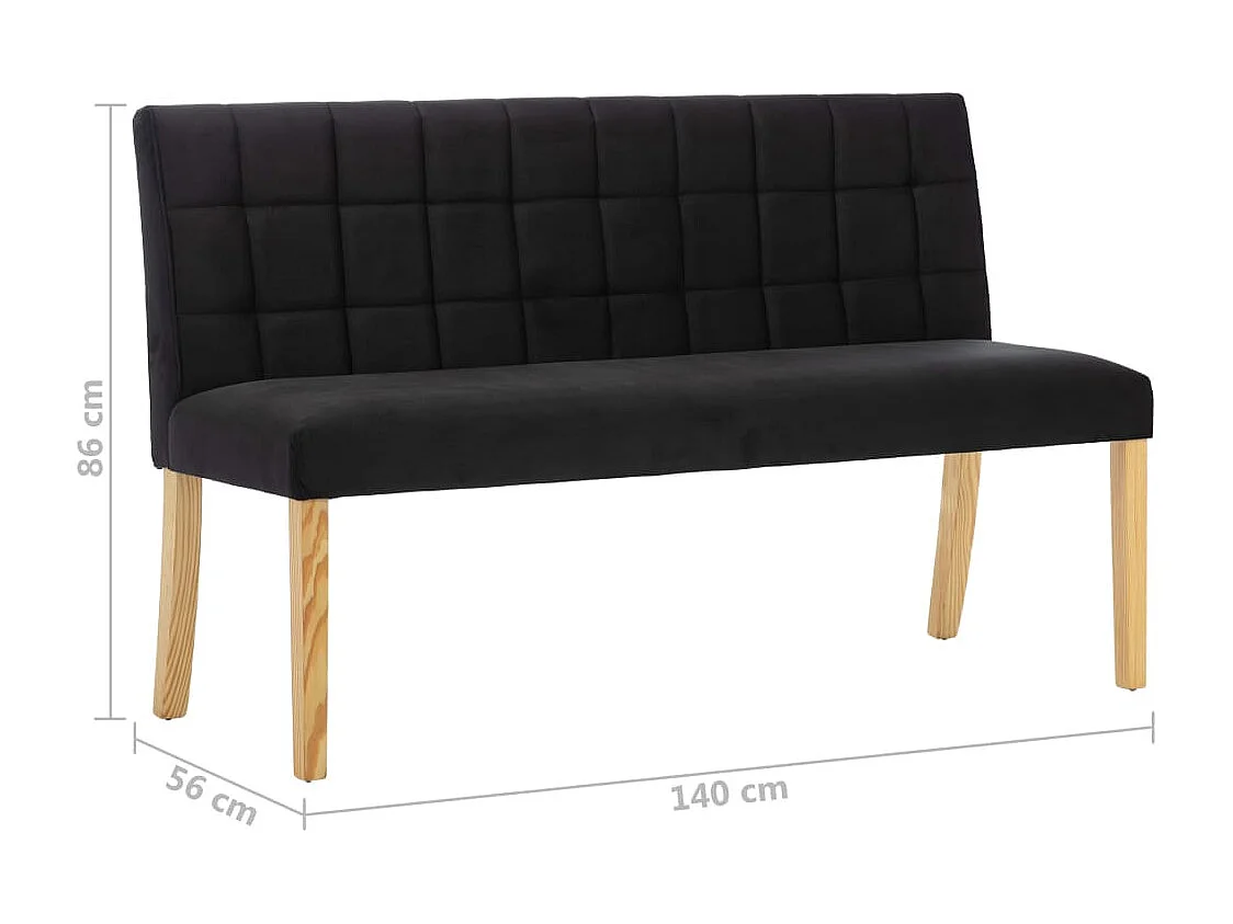 Bank 140 cm Schwarz Samt