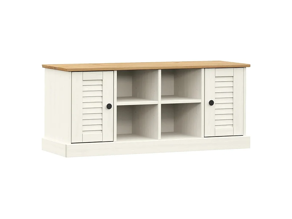 Banc à chaussures VIGO blanc 106x35x45 cm bois massif de pin