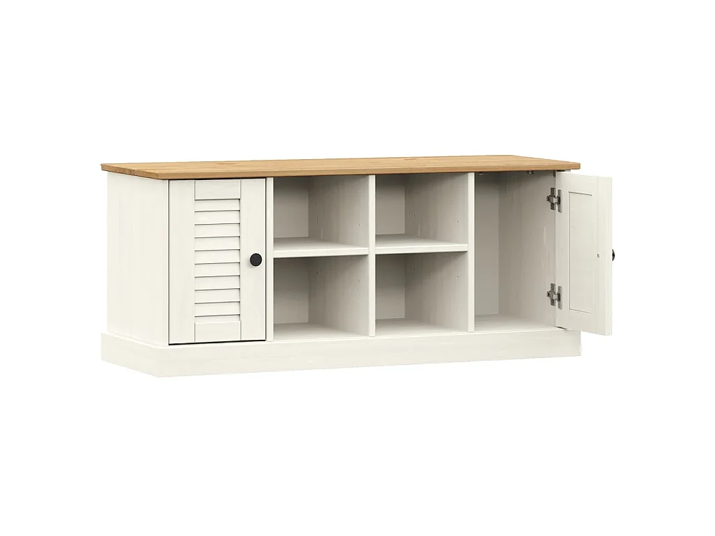 Banc à chaussures VIGO blanc 106x35x45 cm bois massif de pin
