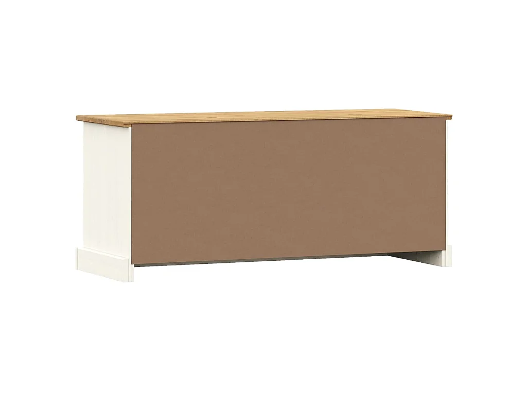 Banc à chaussures VIGO blanc 106x35x45 cm bois massif de pin