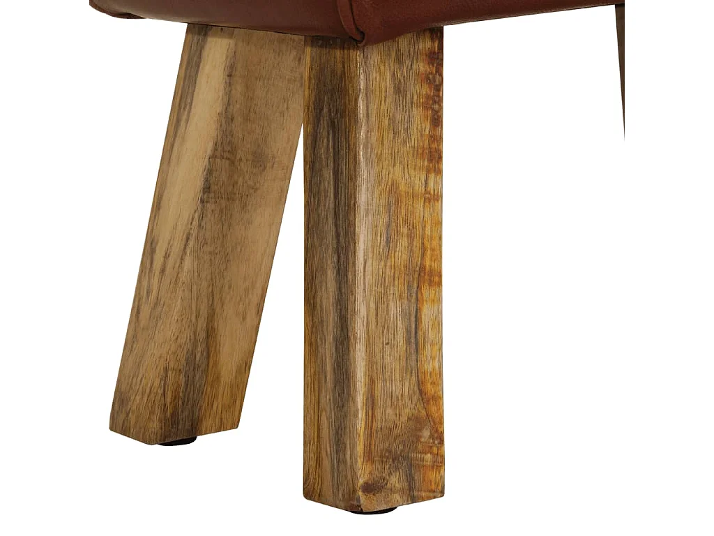 Banc saut de cheval 38 cm marron cuir véritable et manguier