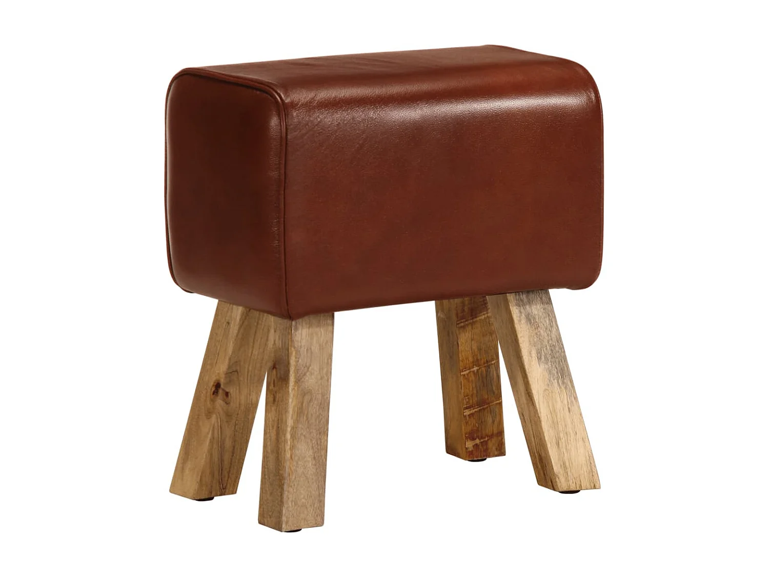 Sitzbank Turnbock-Design 38 cm Braun Echtleder Massivholz Mango