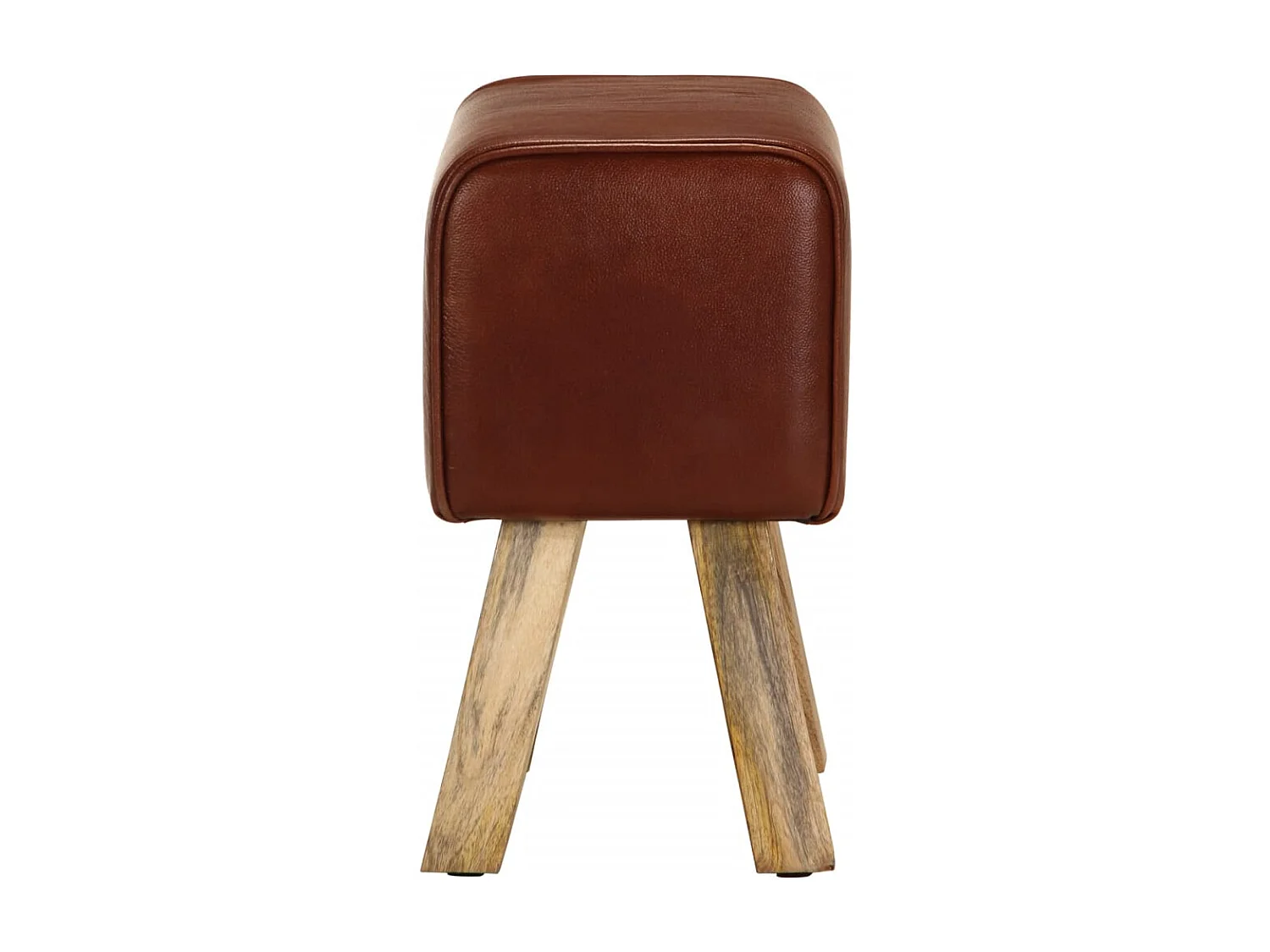 Sitzbank Turnbock-Design 38 cm Braun Echtleder Massivholz Mango