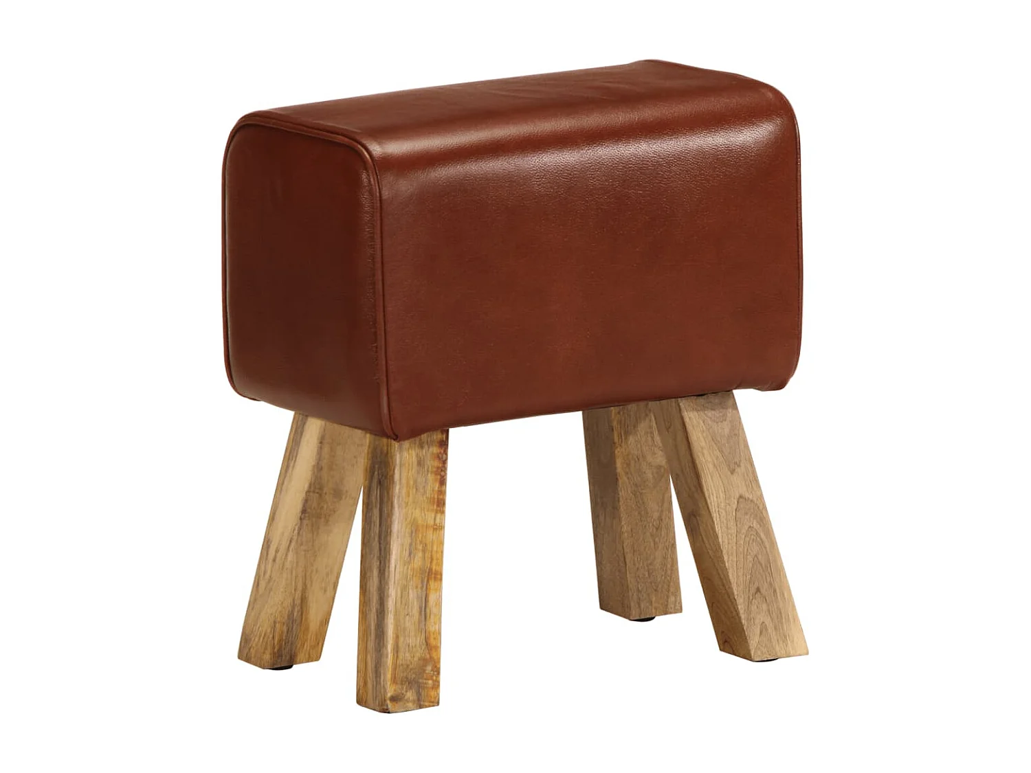 Sitzbank Turnbock-Design 38 cm Braun Echtleder Massivholz Mango