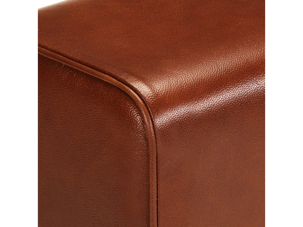 Sitzbank Turnbock-Design 38 cm Braun Echtleder Massivholz Mango