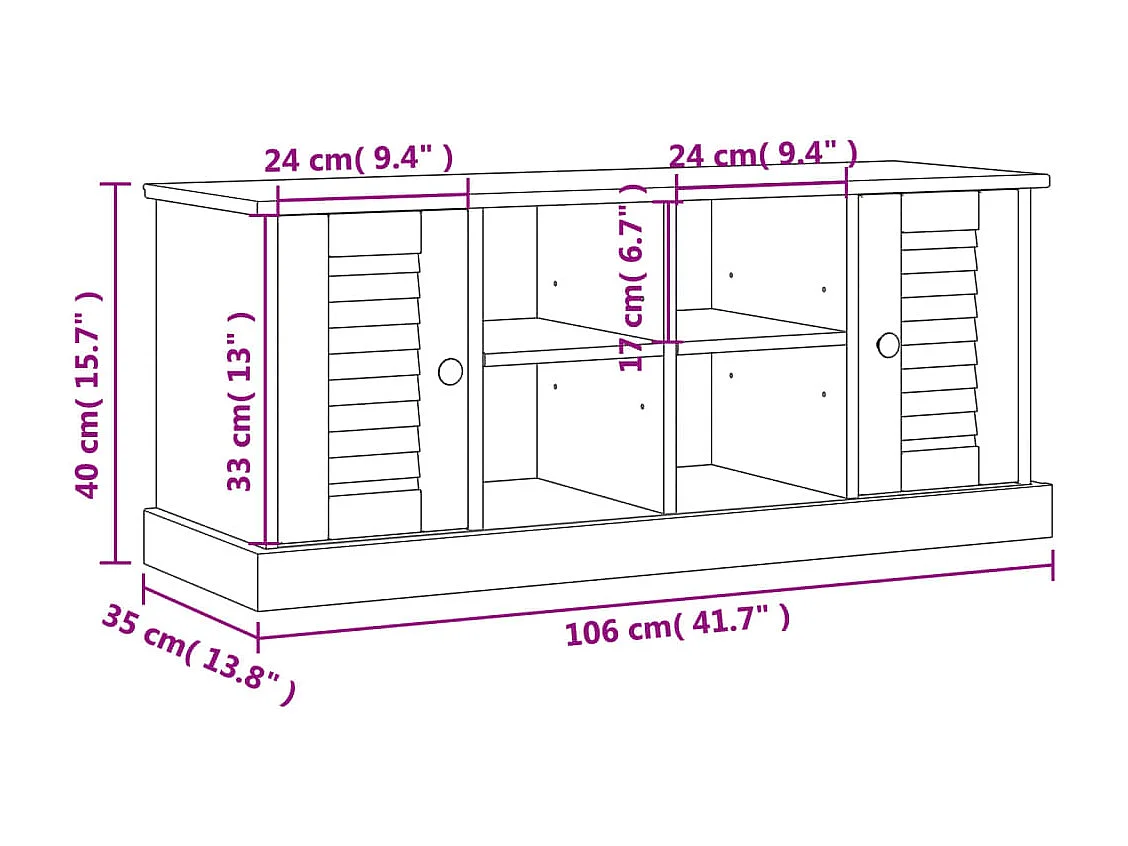 Schoenenbank VIGO 106x35x45 cm massief grenenhout