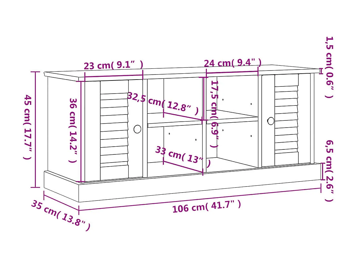 Schoenenbank VIGO 106x35x45 cm massief grenenhout