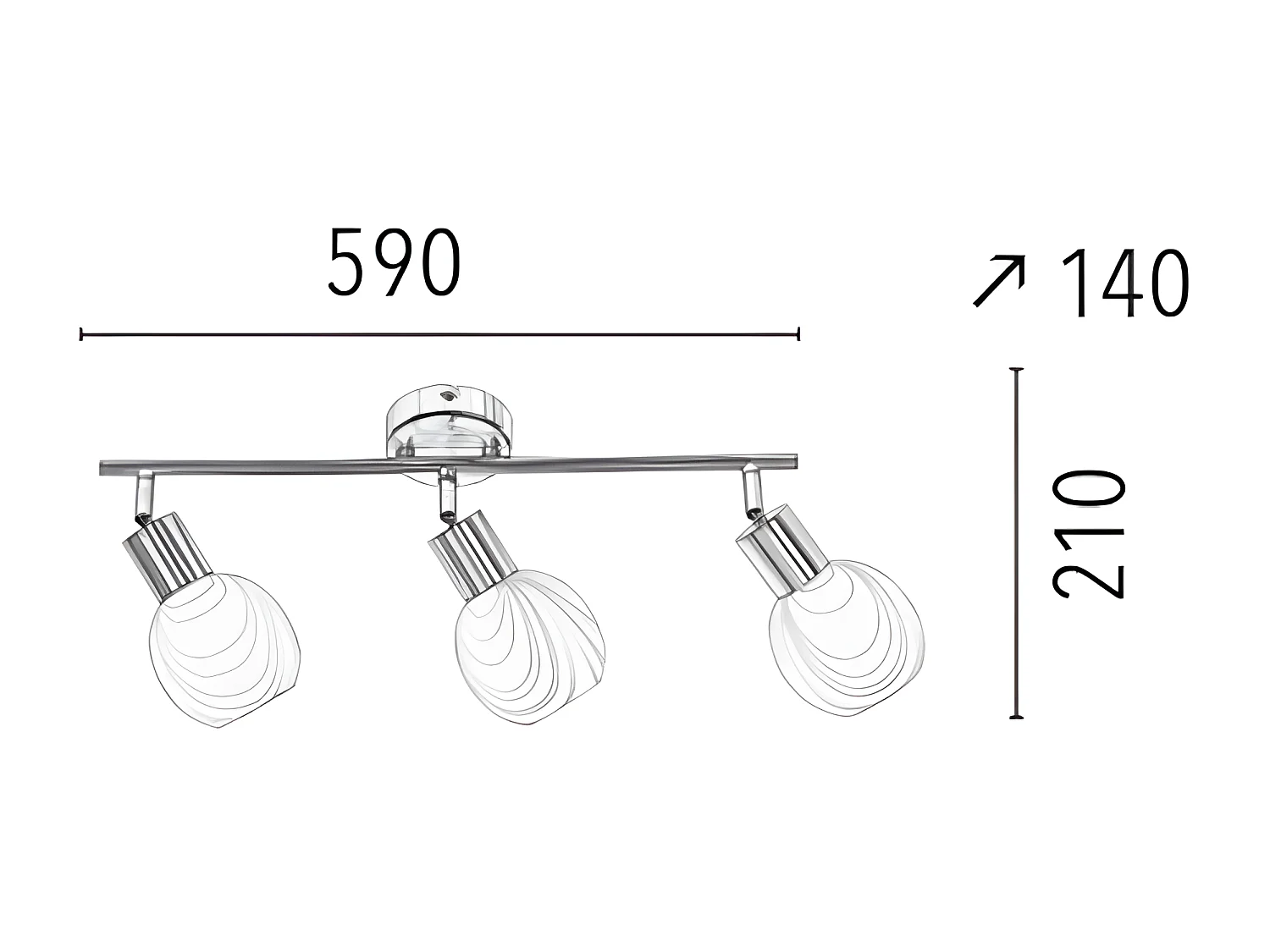 Plafondlamp Sara - Zilver - 59x14x21 cm - EPIKASA