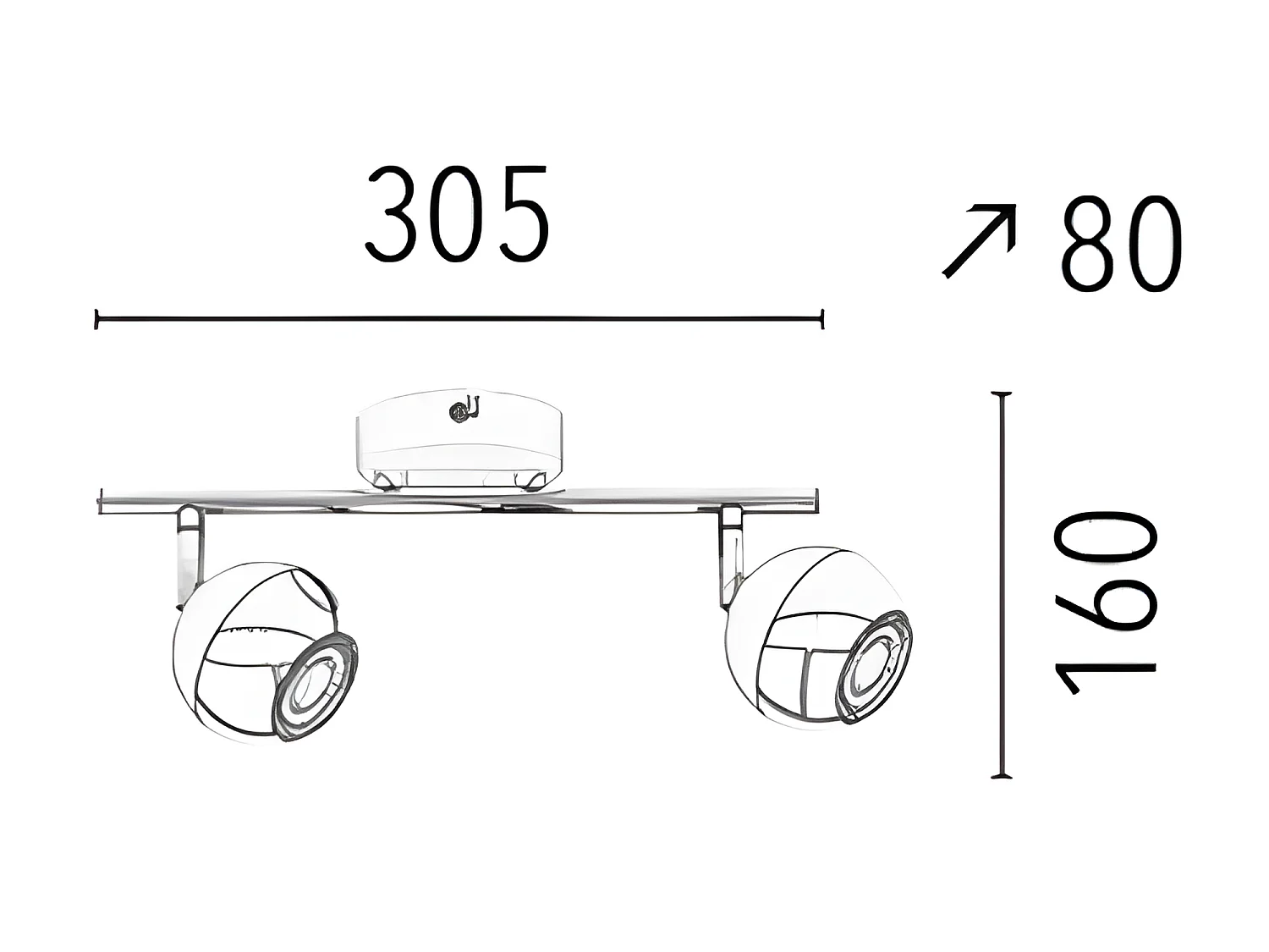 Plafonnier Bianca, Argent, 30,5x8x16 cm, EPIKASA