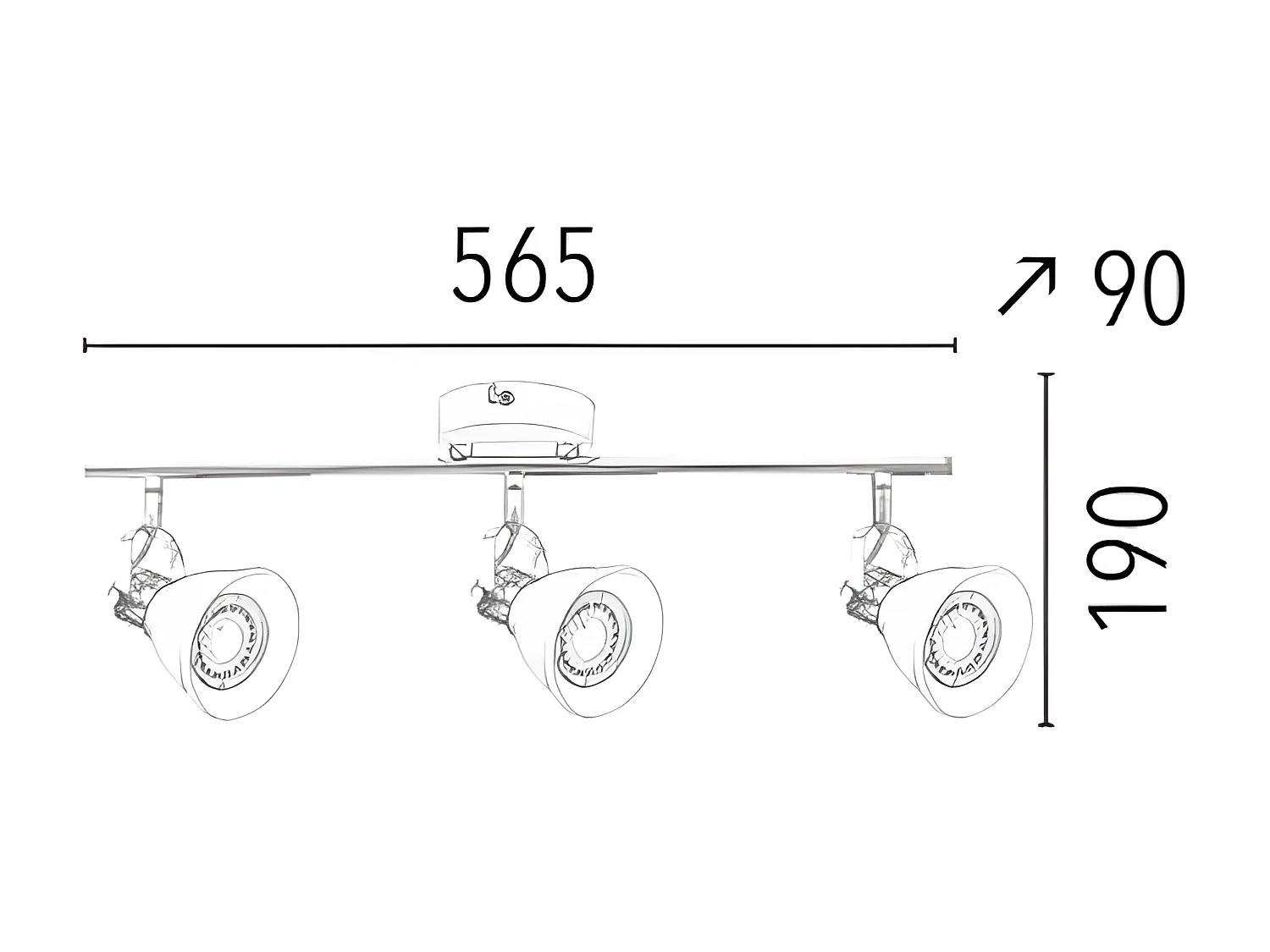 Plafonnier Anita, Cuivre, 56,5x9x19 cm, EPIKASA