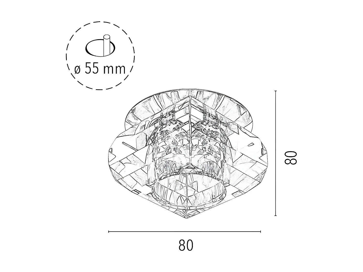 Spot d'Intérieur Cristaldream, Or, 40x40x13 cm, EPIKASA