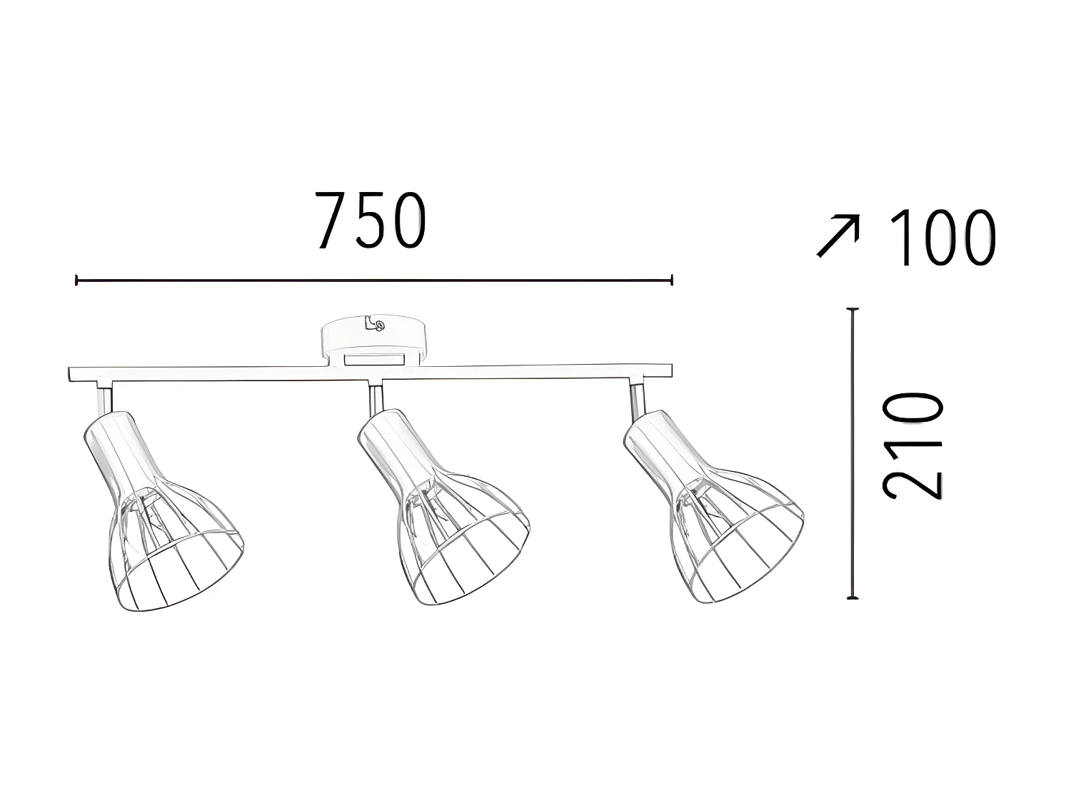 Plafonnier Megan, Argent, 75x10x21 cm, EPIKASA