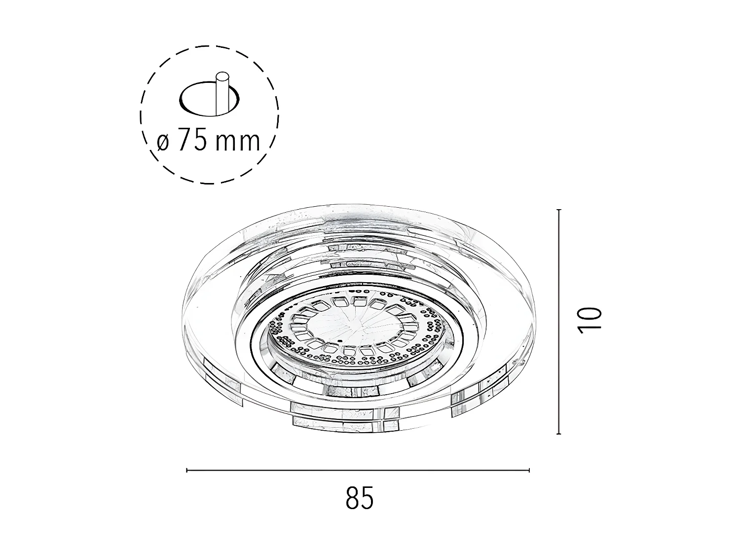 Candeeiro Marta, Prata, 8,5x8,5x1 cm, EPIKASA