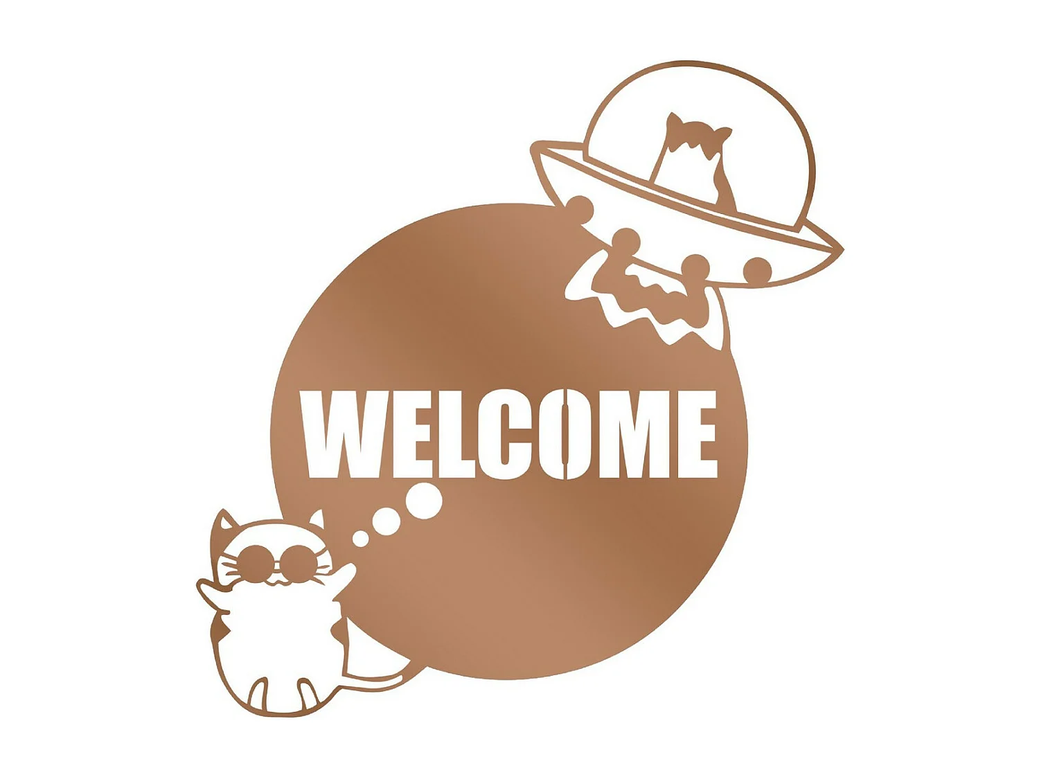 Dekoracja Metalowa Welcome 1, Miedź, 50x1,5x51 cm, EPIKASA