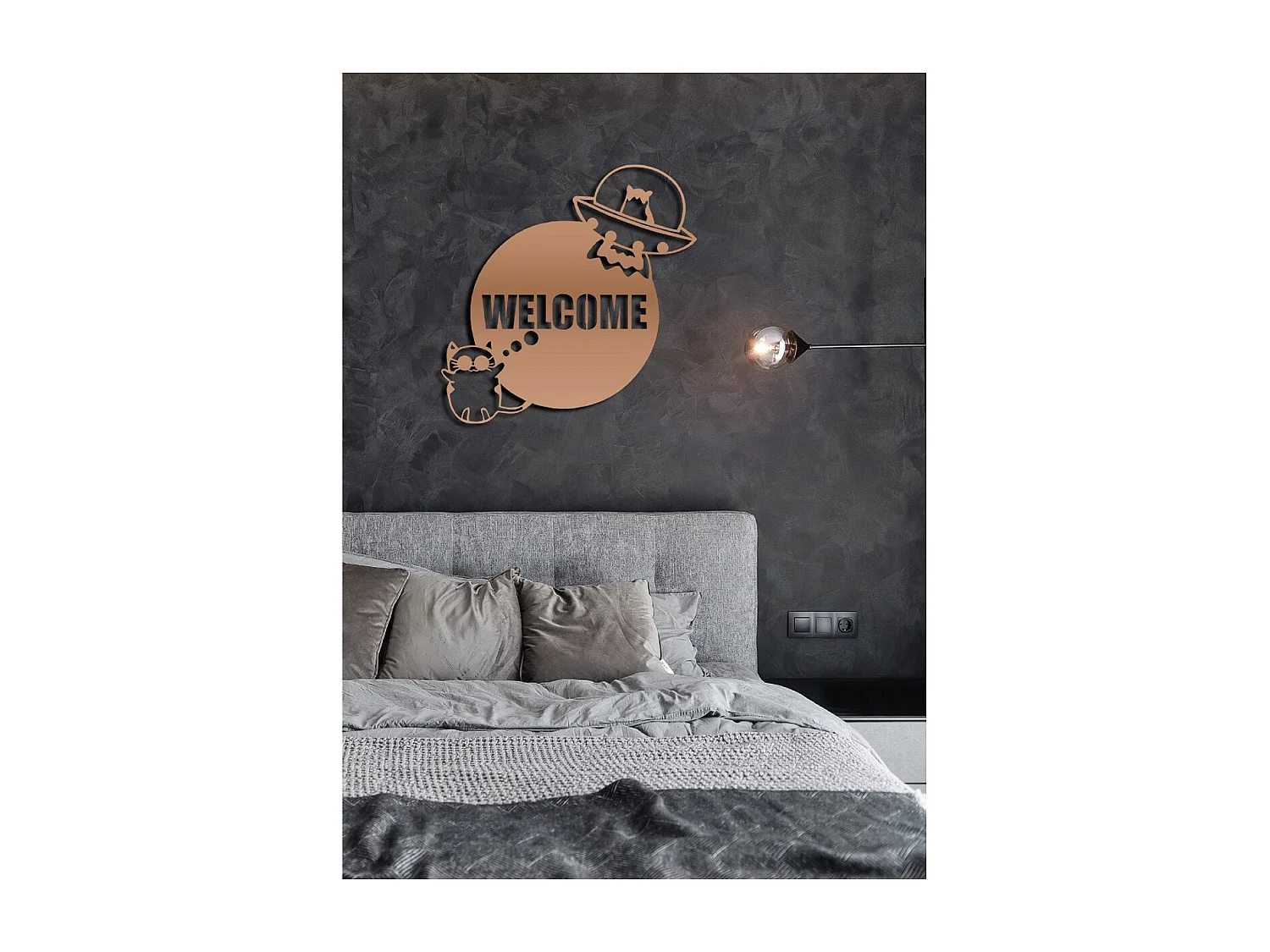 Dekoracja Metalowa Welcome 1, Miedź, 50x1,5x51 cm, EPIKASA