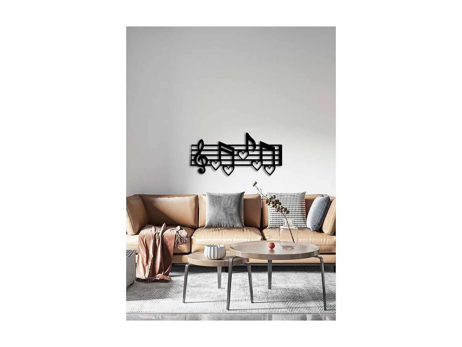 Décoration en Métal Portée 3, Noir, 85x1,5x40 cm, EPIKASA