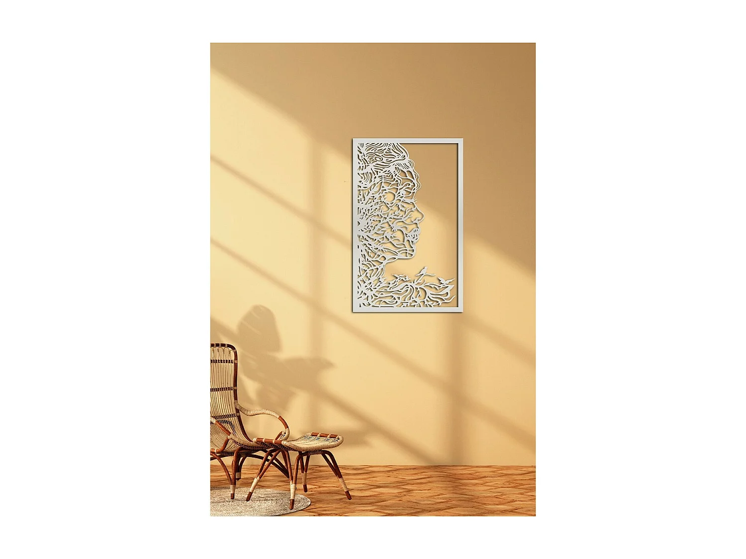 Décoration en Métal Visage 3, Argent, 55x1,5x87 cm, EPIKASA