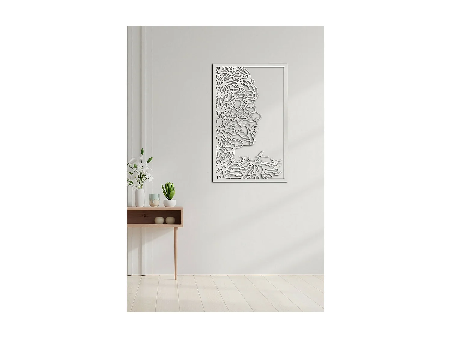 Décoration en Métal Visage 3, Argent, 55x1,5x87 cm, EPIKASA